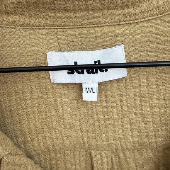 Strait Poema Collared Tie Blouse Tan M/L - Picture 5 of 10